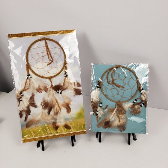 Dreamcatchers Set/2 Feathers Dreams Native American Lakota Sioux Indigenous NWT - Picture 2 of 8